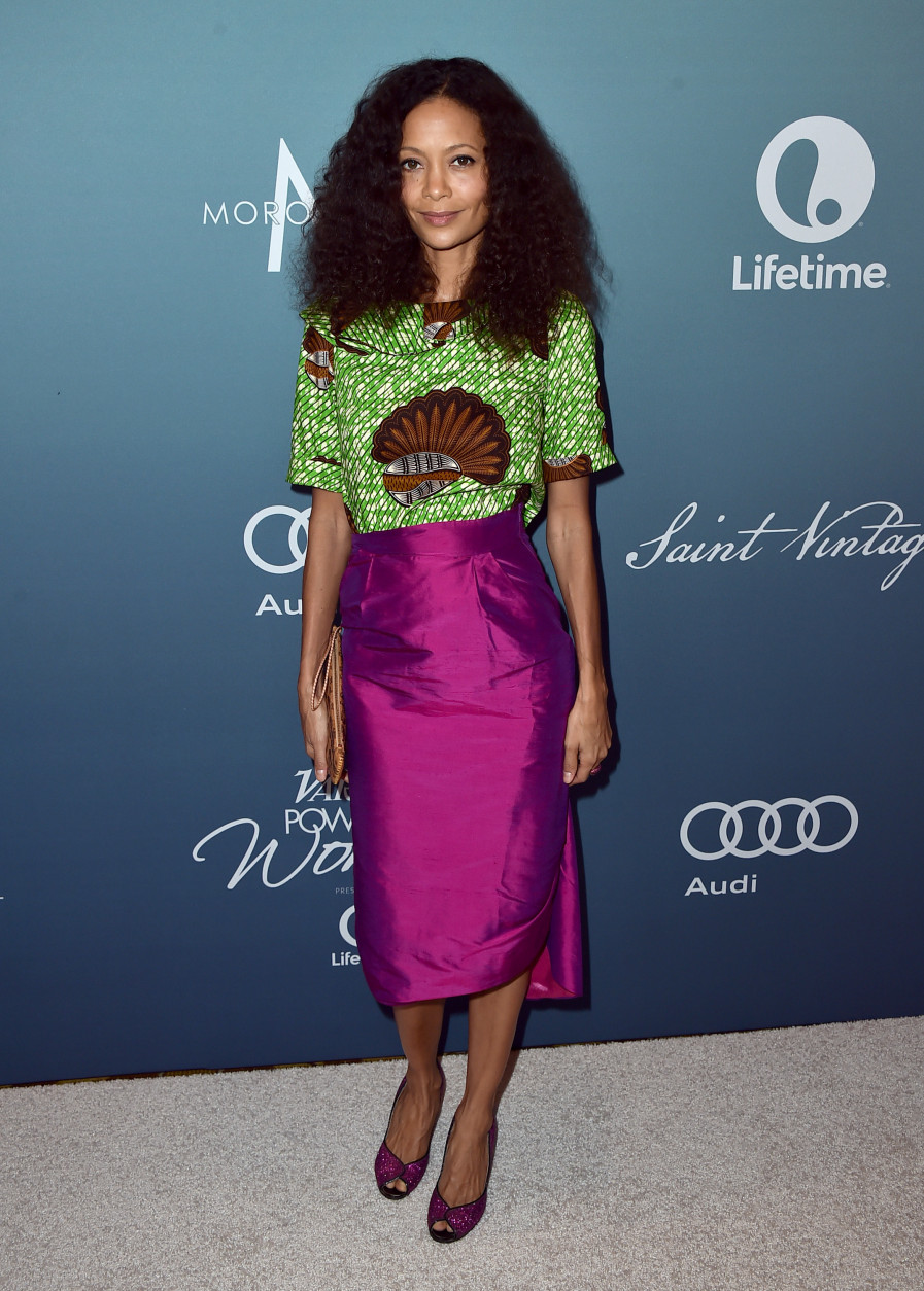 Thandie Newton arrives at the Variety Power of Women luncheon at the Beverly Wilshire hotel on Friday, Oct. 9, 2015, in Beverly Hills, Calif. (Photo by Jordan Strauss/Invision/AP)