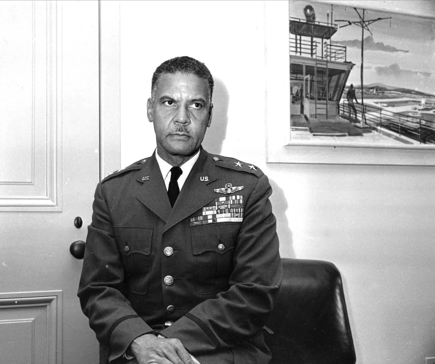 Gen. Benjamin O. Davis Jr., poses in his Pentagon office in Washington, D.C., April 16, 1965.  President Lyndon Johnson has nominated Davis for promotion to Lieutenant General in the Air Force and picked him to be chief of staff of U.S. forces and of the United Nations command in Korea.  Davis, 52, is the first black American to reach lieutenant general rank in the U.S. military.  (AP Photo)