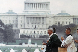 Pope John Paul II at mass on the Mall in Washington on Oct. 7, 1979. (AP Photo)