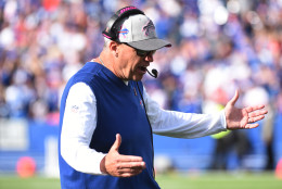 Buffalo Bills head coach Rex Ryan reacts during the second half of an NFL football game against the New York Giants, Sunday, Oct. 4, 2015, in Orchard Park, N.Y. The Giants won 24-10. (AP Photo/Gary Wiepert)