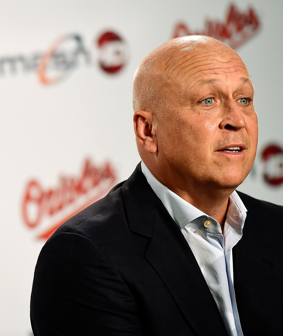 BALTIMORE, MD - SEPTEMBER 01:  Hall of fame player and former Baltimore Orioles Cal Ripken Jr. speaks to members of the media prior to the start of a MLB game between the Tampa Bay Rays and Baltimore Orioles at Oriole Park at Camden Yards on September 1, 2015 in Baltimore, Maryland. The Orioles are celebring the 20th anniversary of Ripkin's record-breaking 2,131st consecutive games played when he passed New York Yankees Lou Gehrigh on September 6, 1995.  (Photo by Patrick McDermott/Getty Images)