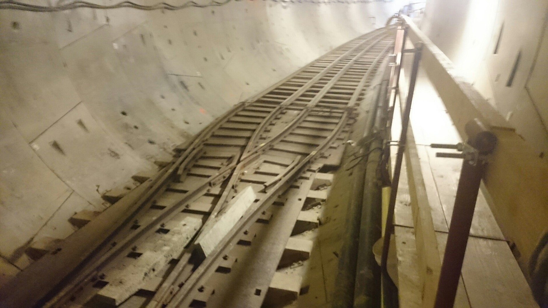 The tracks used to move supplies and materials in and out of the tunnel. (WTOP/Dennis Foley)