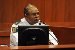 Alexandria Chief of Police Earl Cook testifies during the Charles Severance trial in Fairfax County Circuit Court on Tuesday October 13, 2015. Severance is accused of three murders over the course of a decade in Alexandria, VA. (Pool Photo by Matt McClain/ The Washington Post)