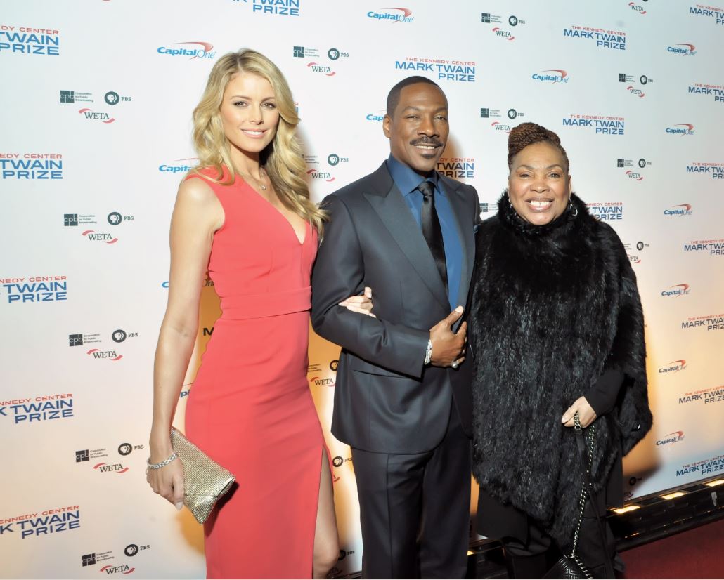 Honoree Eddie Murphy is seen here on the red carpet at the Kennedy Center for the Performing Arts with partner Paige Butcher and his mother, Lillian Lynch. (Courtesy Shannon Finney, www.shannonfinneyphotography.com) 