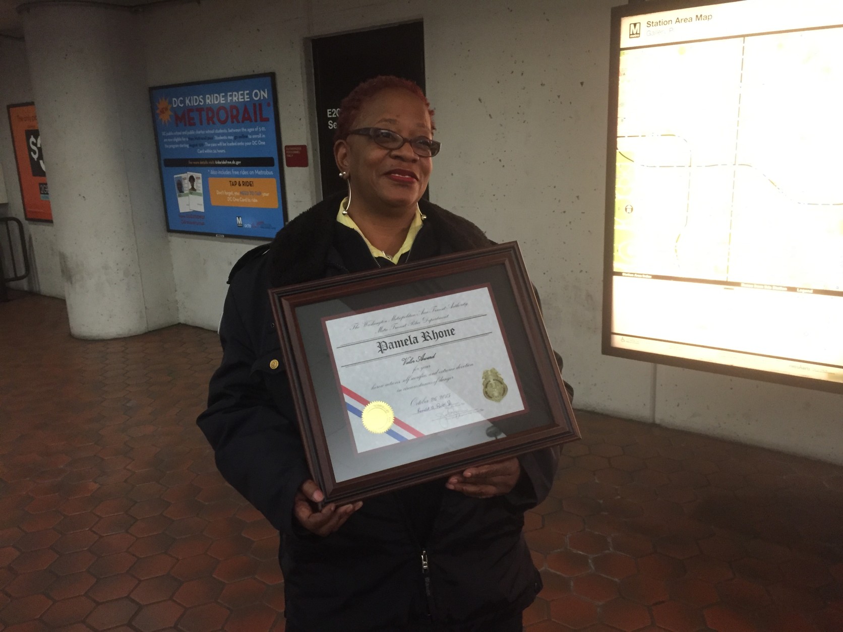 Pamela Rohne and a co-worker both received certificates of valor after the incident. (WTOP/Mike Murillo)