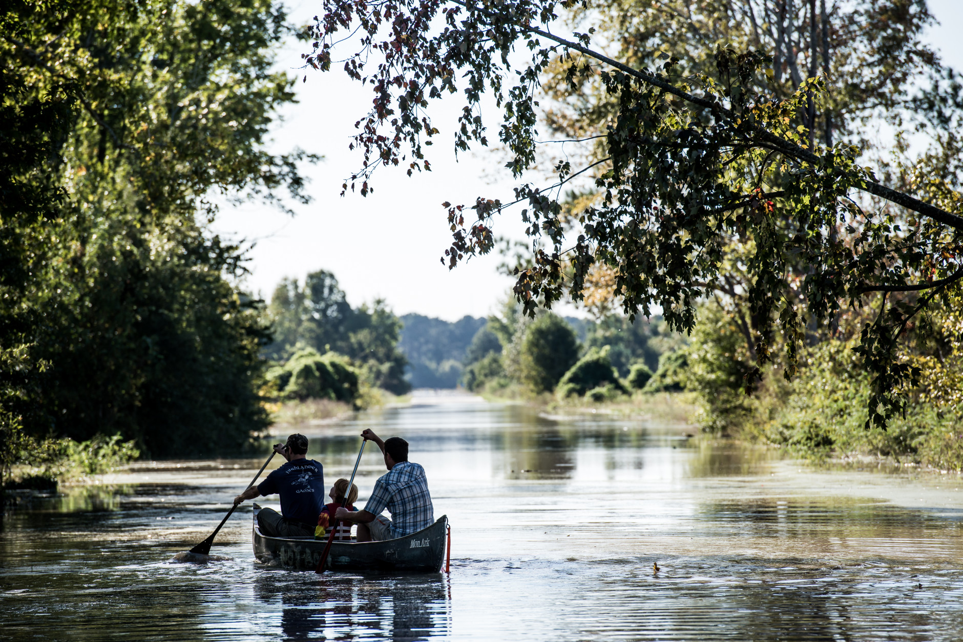 COLUMBIA, SC - OCTOBER 6:  People canoe down South Beltline Road October 6, 2015 in Columbia, South Carolina. The state of South Carolina experienced record rainfall amounts over the weekend and officials expect the costs to be in the billions of dollars. (Photo by Sean Rayford/Getty Images)
