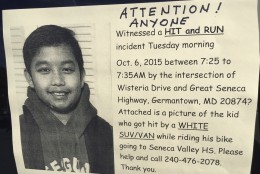 Police are searching for the driver who struck a 14-year-old boy and fled the scene earlier this month. (WTOP/Kate Ryan)