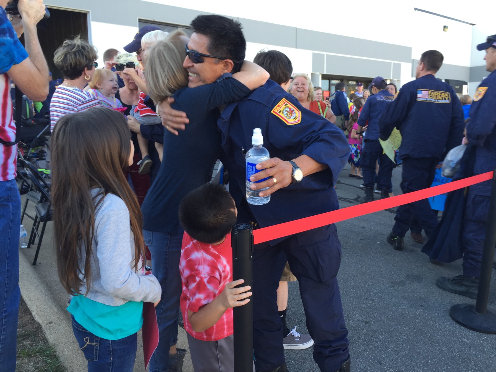 The Fairfax County rescue crew was welcomed home Monday afternoon. (WTOP/Andrew Mollenbeck)