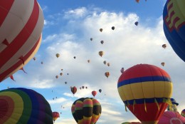 A group of balloons lift off at the same time. (WTOP/Noah Frank)