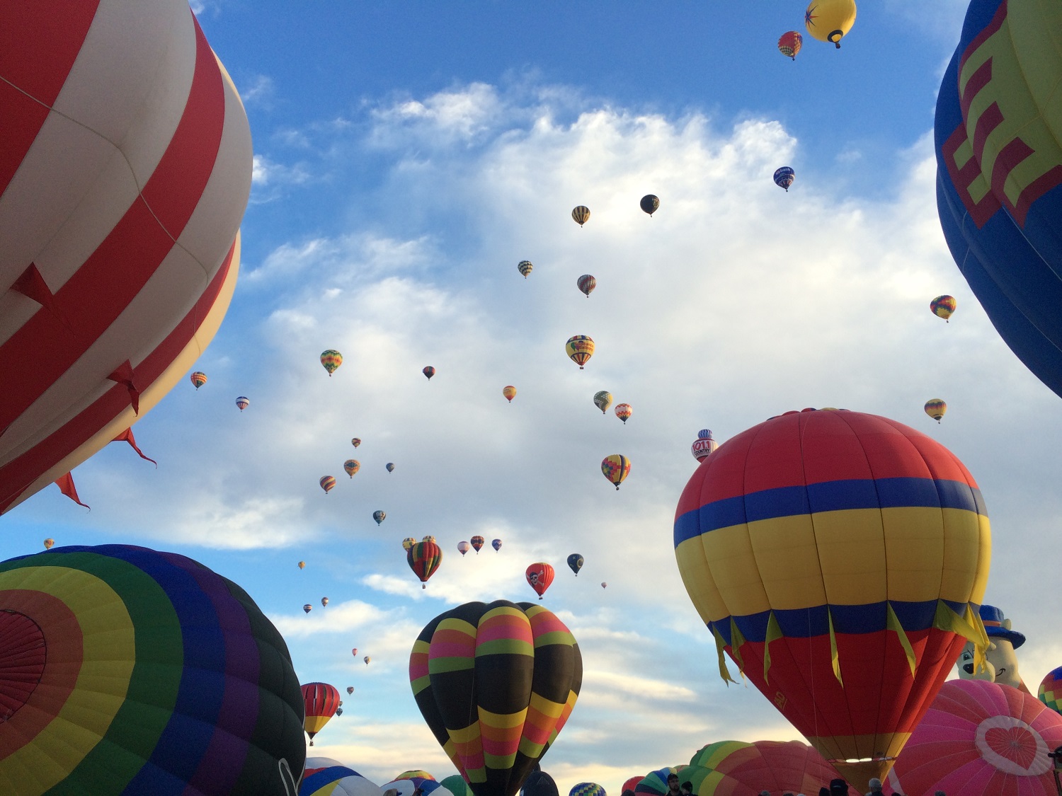 A group of balloons lift off at the same time. (WTOP/Noah Frank)