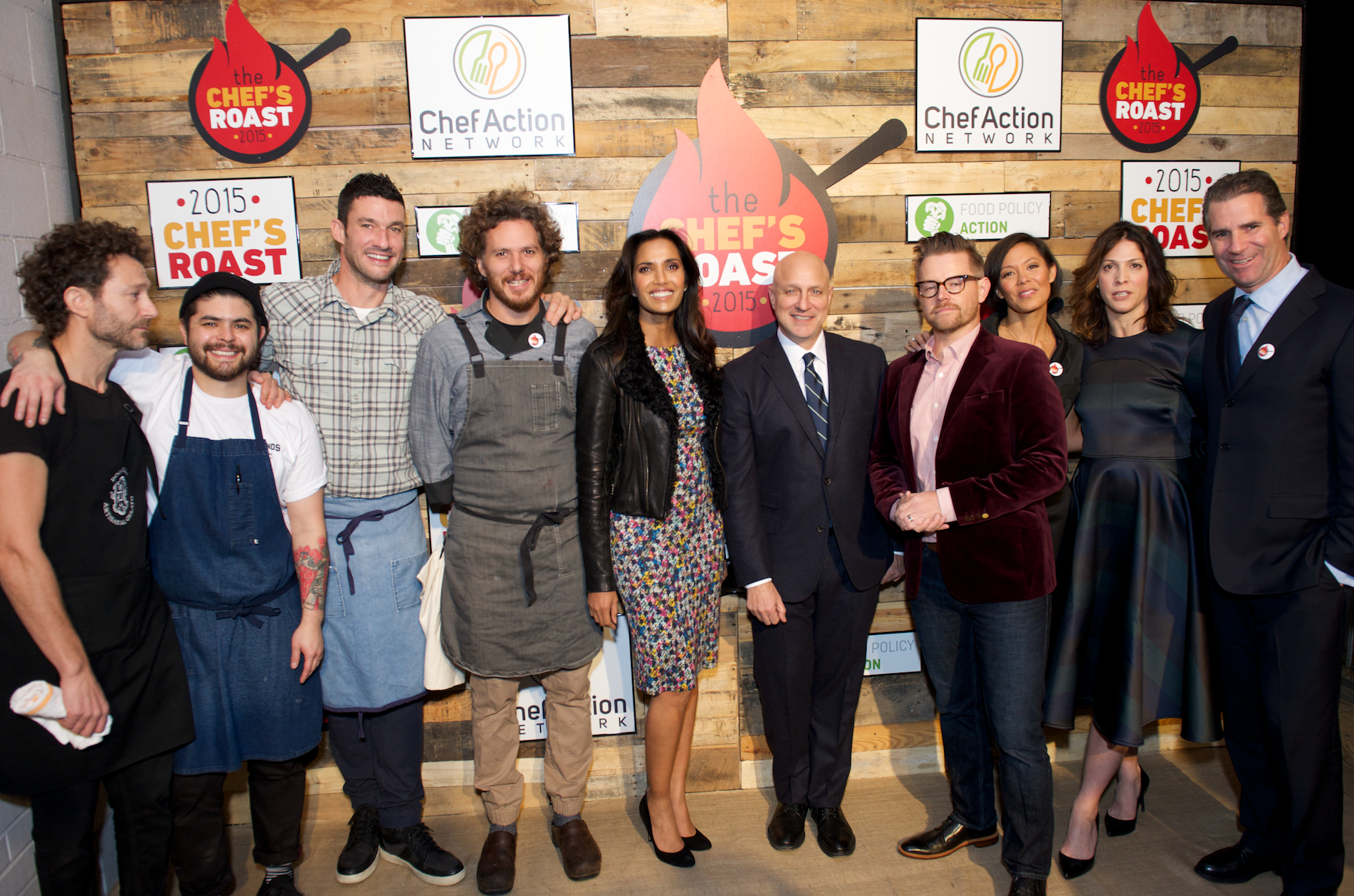 Monday night, Bravo "Top Chef" host Padma Lakshmi, Chef Richard Blais and Chef Kerry Heffernan were on hand to roast Chef Tom Colicchio at the 2nd Annual Chef’s Roast at Union Market in Washington, D.C. to benefit the Chef Action Network (CAN) and Food Policy Action (FPA).  (Ben Droz)