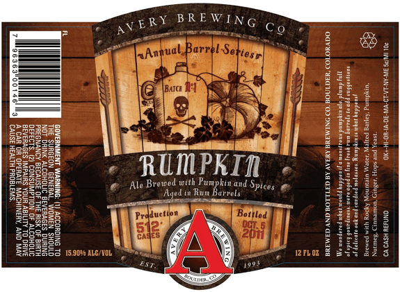 The Rumpkin Barrel-Aged Pumpkin Ale  is from Boulder's Avery Brewing Company.  