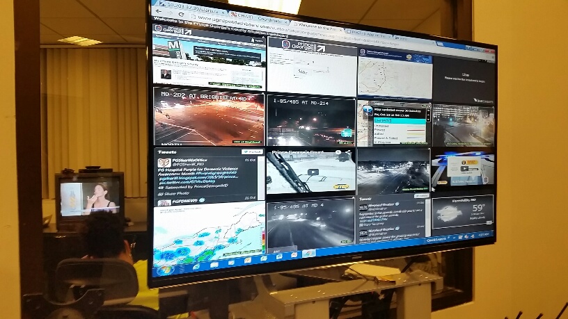 The county’s Automated Vehicle Locator system tracks where snow vehicles are and have been. (WTOP/Kathy Stewart)