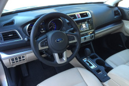  The interior is straightforward and clean, with easy-to-read gauges. The materials are a step up from previous Legacys. (WTOP/Mike Parris)