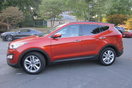 Style sets these crossovers apart. Maybe this Santa Fe Sport isn’t quite as standout as the Ford and Nissan, but it’s still a handsome crossover especially in its Canyon Copper paint. (WTOP/Mike Parris)