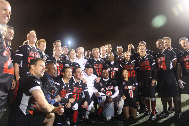 The Mean Machine team poses for a photo after the game. (WTOP/Dana Gooley)