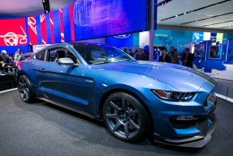 DETROIT, MI - JANUARY 12:  The new Ford Shelby Mustang GT350R is revealed to the media at the 2015 North American International Auto Show at Cobo Center on January 12, 2015 in Detroit, Michigan.  (Photo by Scott Legato/WireImage)