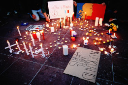 AUCKLAND, NEW ZEALAND - NOVEMBER 14:  Signs are displayed during a vigil in Aotea Square to remember victims of the Paris attacks on November 14, 2015 in Auckland, New Zealand. According to reports, over 150 people were killed in a series of bombings and shootings across Paris, including at a soccer game at the Stade de France and a concert at the Bataclan theater.  (Photo by Hannah Peters/Getty Images)