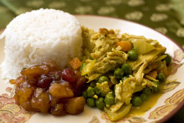 **FOR USE WITH AP LIFESTYLES**   Leftover Turkey Curry with Cranberry Chutney is seen in this Wednesday, Oct. 29, 2008 photo. Take your classically American leftovers and look to India with this dish. The turkey recipe can also be made as a soup that is perfect for cold fall days. (AP Photo/Larry Crowe)