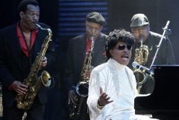 FILE - In this May 30, 2009 file photo, Little Richard performs at The Domino Effect, a tribute concert to New Orleans rock and roll musician Fats Domino, at the New Orleans Arena in New Orleans. Little Richard, the self-proclaimed architect of rock 'n' roll was involved in a car accident in Tenn., but police said there were no injuries. According to a police report, the 81-year-old singer was a passenger in a Cadillac that was struck by another vehicle on Monday, Aug. 25, 2014, in Murfreesboro, Tenn., about 40 miles southeast of Nashville.  (AP Photo/Patrick Semansky, file)