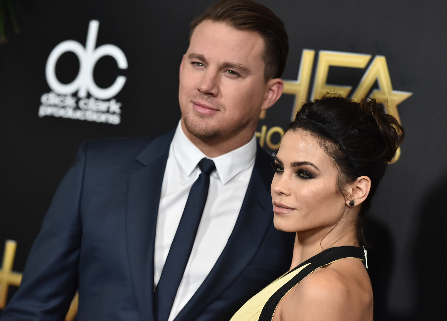 Channing Tatum, left, and Jenna Dewan Tatum arrive at the Hollywood Film Awards at the Beverly Hilton Hotel on Sunday, Nov. 1, 2015, in Beverly Hills, Calif. (Photo by Jordan Strauss/Invision/AP)