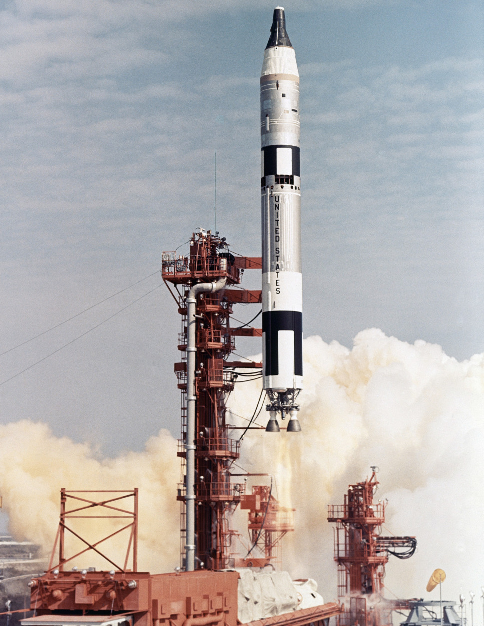 The Atlas booster lifting off with the Gemini 12 Space Capsule atop, Nov. 11, 1966. (AP Photo)