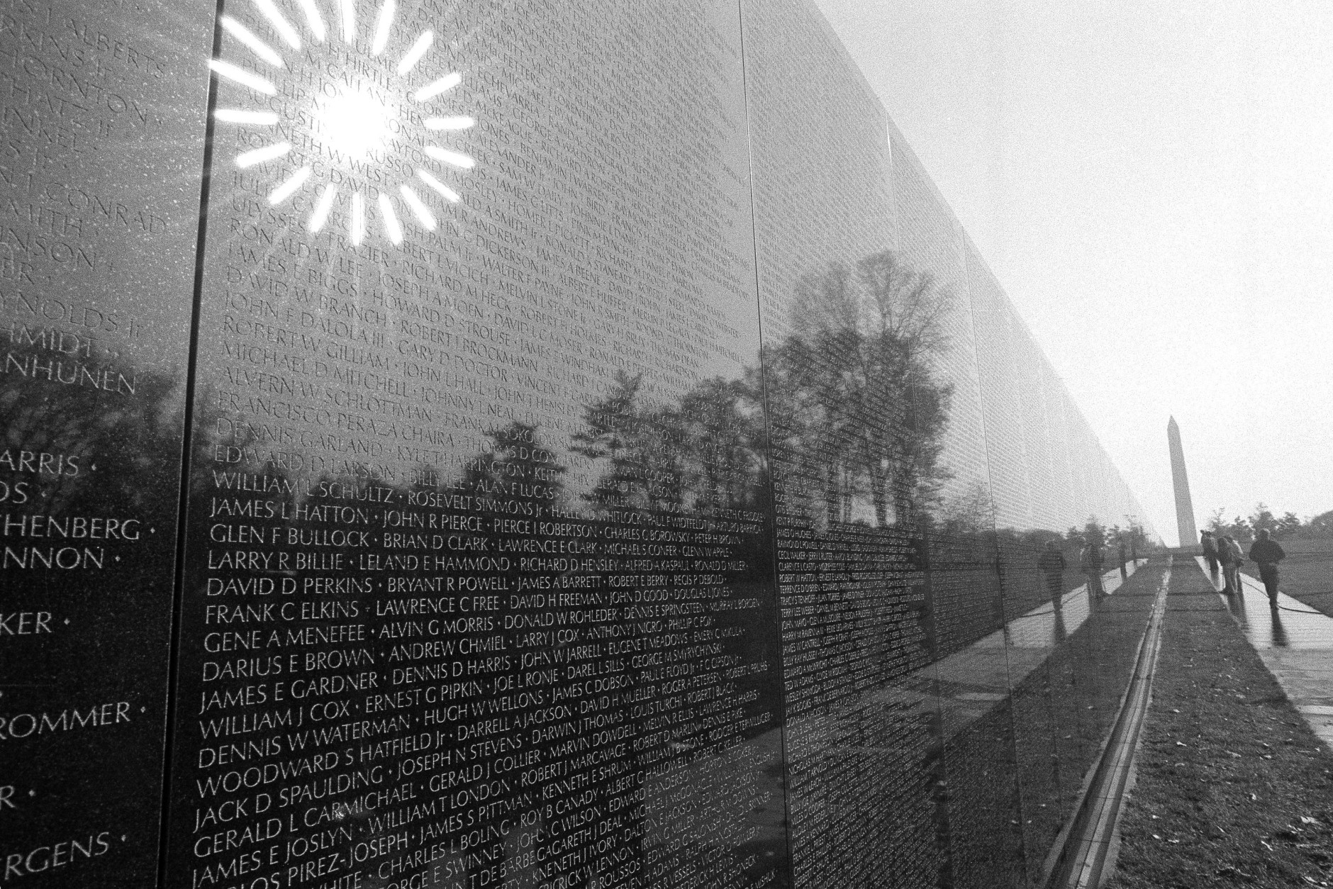 The morning sun reflects from the black marble walls of the Vietnam Veterans Memorial in Washington on Nov. 9, 1982. The memorial contains the names of more than 50,000 Americans killed or missing in the Vietnam conflict. (AP Photo/Bob Daugherty)