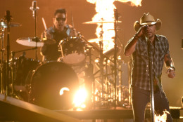 Jason Aldean performs at the 49th annual CMA Awards at the Bridgestone Arena on Wednesday, Nov. 4, 2015, in Nashville, Tenn. (Photo by Chris Pizzello/Invision/AP)