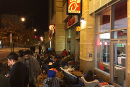 People began camping out for the Chick-fil-A opening before dawn on Tuesday. (WTOP/Kristi King)