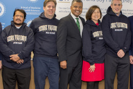 The group is pictured here, including Al Ahmari, DaNatalie, Dr. Melancon, Miller and Gray. Courtesy George Washington University School of Medicine and Health Sciences)