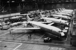 7th December 1978:  The latest Boeing 727 planes receiving the finishing touches in the air hangar at the Seattle production plant.  (Photo by Central Press/Getty Images)