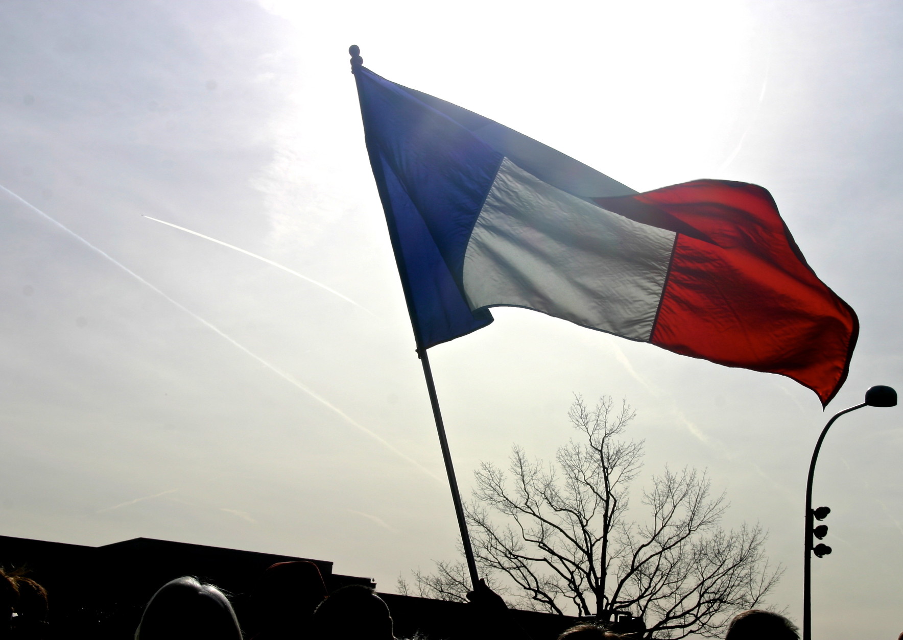 French flag at the Charlie Hebdo Silent march in D.C., Jan. 2015. (WTOP/Kate Ryan)