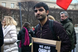 Jad Zahab, a French student taking part in the D.C. Charlie Hebdo Silent March in January, 2015. (WTOP/Kate Ryan)