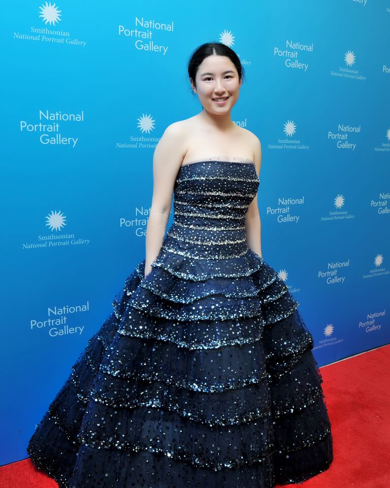 India Wolf, daughter of architect Maya Lin, is seen wearing a Carolina Herrera gown. (Courtesy Shannon Finney, www.shannonfinneyphotography.com)