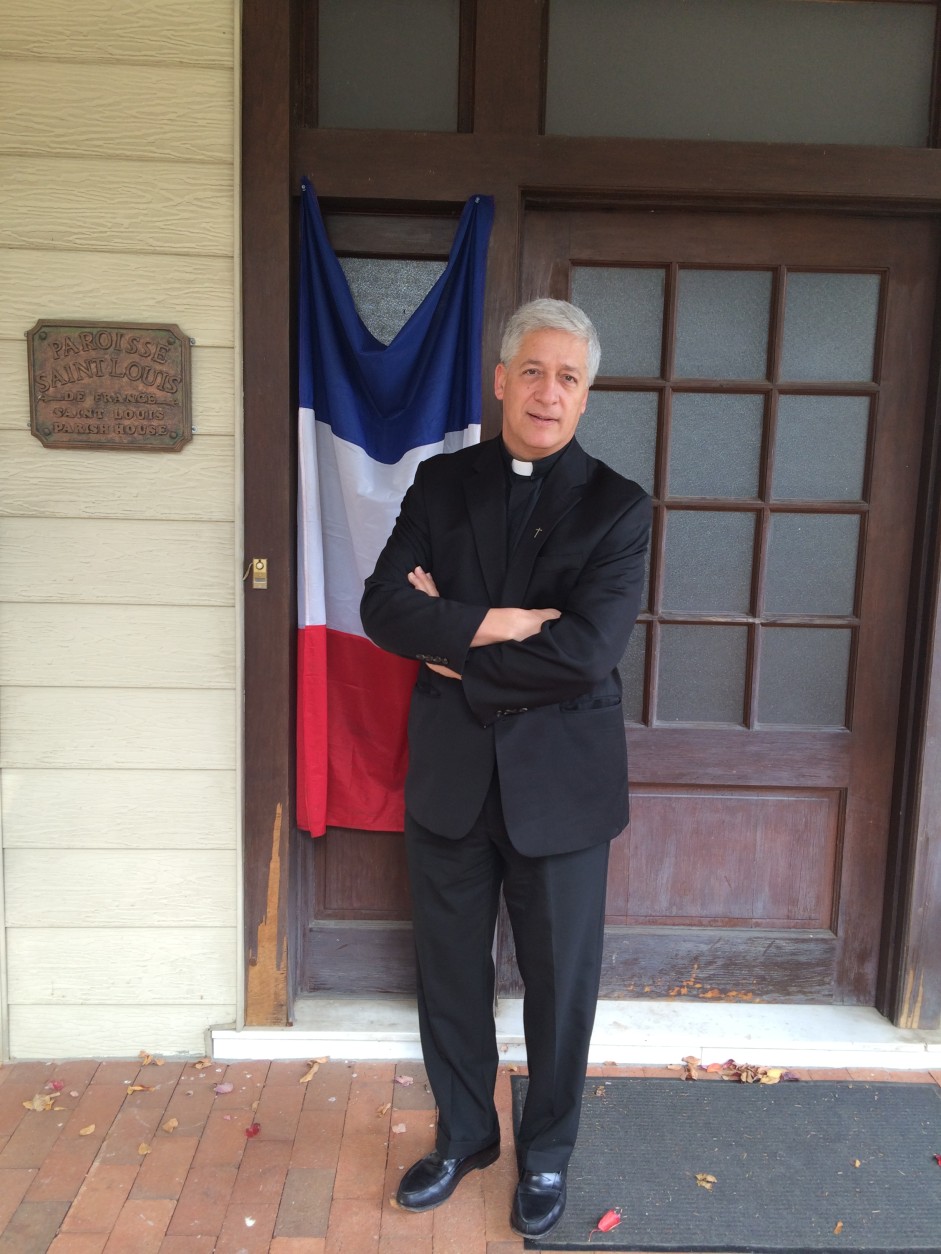 The Rev. Jean-Marie Vincent, Paris diocesan priest at Saint Louis de France, in Washington, D.C., says news of the attacks in Paris on Friday, Nov. 10, 2015, was hard to take. “War is raging all over the place on this planet, but when it hits home you realize it’s awful,” Vincent says. (WTOP/Dick Uliano)