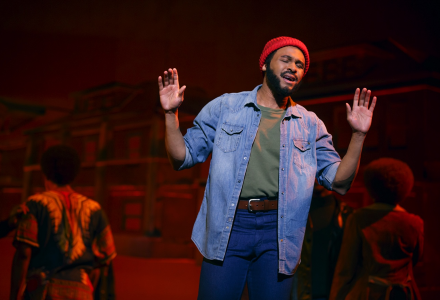 Jarran Muse sang Marvin Gaye's What's Going On, depicting the Vietnam War protests and race riots following the shooting of Dr. King. The show ended with a standing ovation for the cast, Berry Gordy, and the musical and artistic directors. 