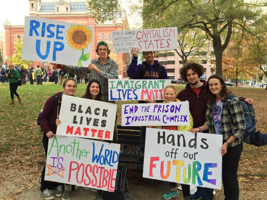 Students from Williams College, in Massachusetts, at the Our Generation, Our Choice rally on Monday in Franklin Square.