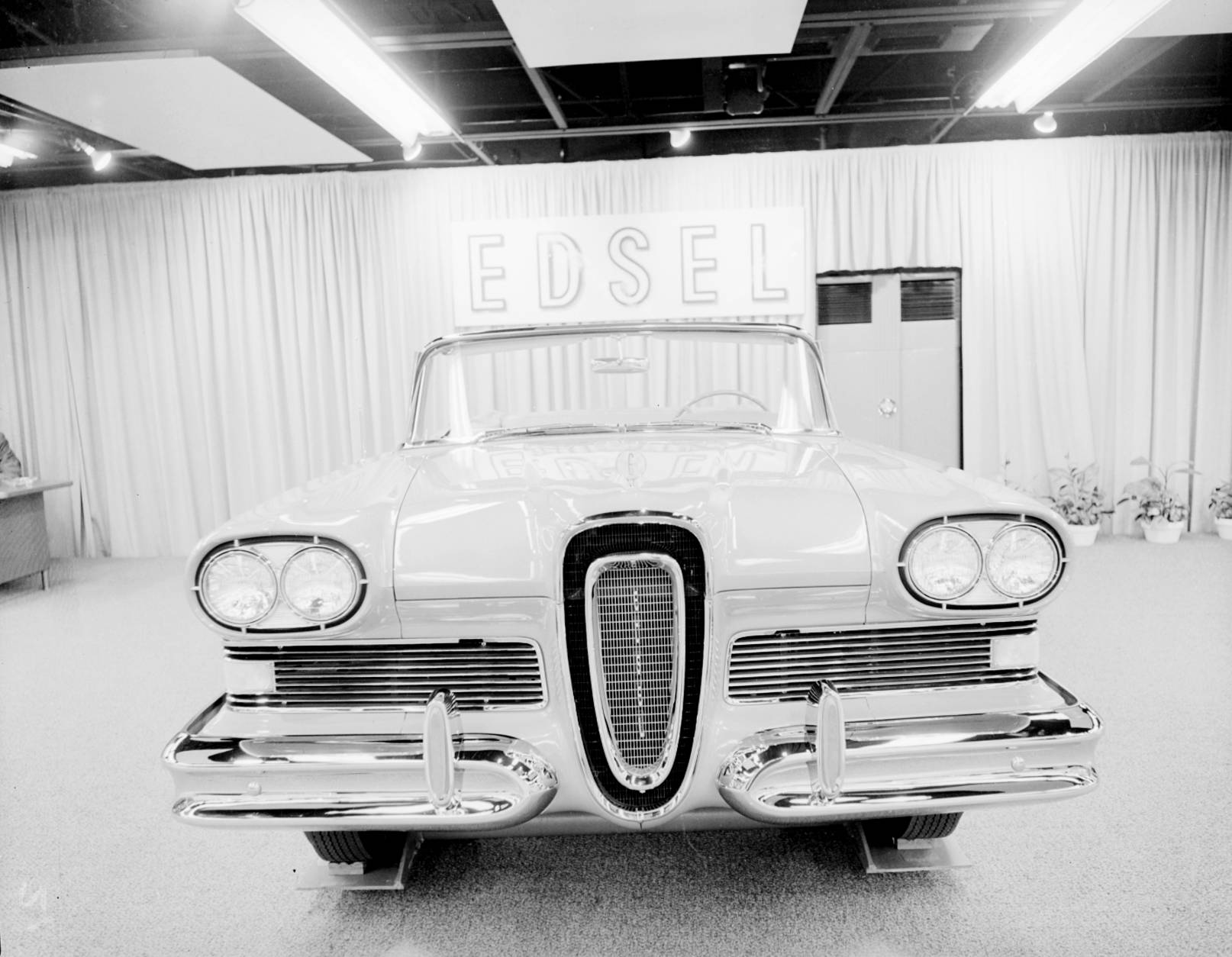 Ford's Edsel Citation convertible is displayed on August 20, 1957.  On Sept. 4, 1957, Ford Motor Co. began selling its ill-fated Edsel line. (AP Photo)