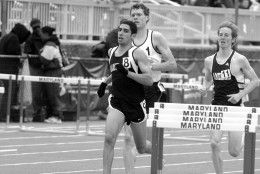 Then University of Maryland athlete Flo Groberg mid-competition. (Courtesy Maryland Athletics)