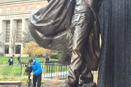 “We welcome him here not as a historical symbol, but as a living presence,” said University of Maryland President Wallace Loh of the Frederick Douglass statue. (WTOP/DickUliano)