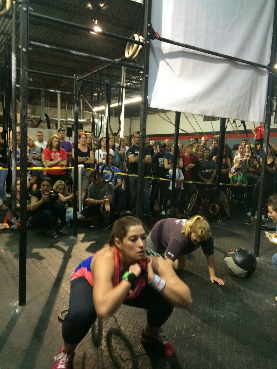 The atmosphere was charged with excitement as extraordinary athletes met enormous physical challenges during the 4th annual Working Wounded Games at CrossFit Lorton on Saturday, Nov. 7, 2015. (WTOP/Dick Uliano)