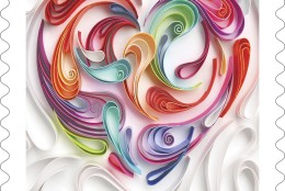 Quilled Paper Heart, to be released Jan. 12 (&copy; 2016 USPS)