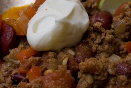 This photo taken July 12, 2009 shows bison chili. Wash down this Bison Chili with an intensly hoppy beer like Green Flash Brewing Co.'s West Coast IPA. (AP Photo/Larry Crowe)