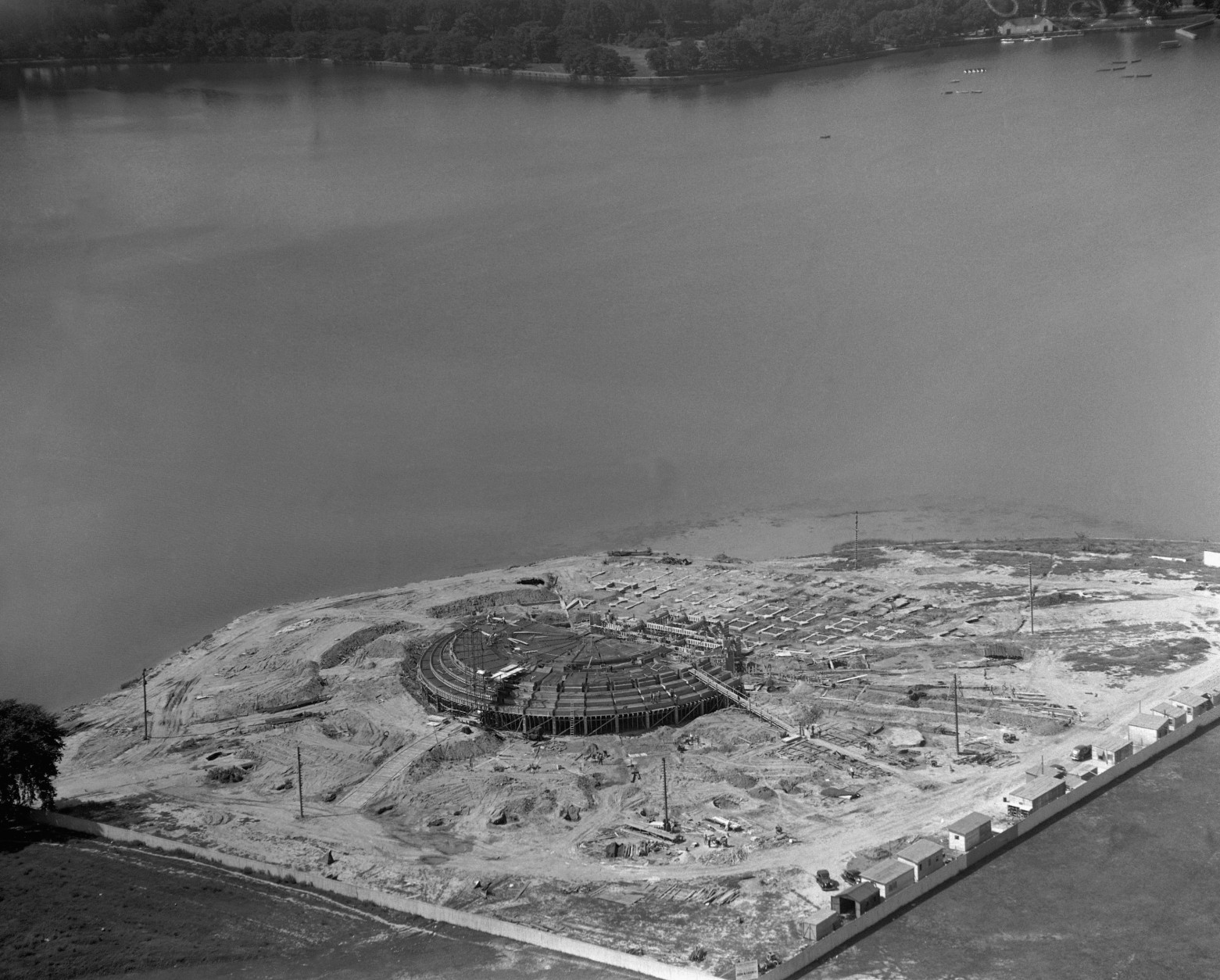 Jefferson Memorial in Washington, D.C. shown under construction Aug. 24, 1939. Tidal Basin is shown in the background. (AP Photo)