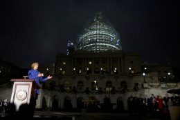 Sen. Lisa Murkowski, R-Alaska, speaks during the lighting of the U.S. Capitol Christmas tree, on the West Front of the Capitol in Washington, Wednesday, Dec. 2, 2015. The 2015 U.S. Capitol Christmas Tree is a 74 feet Lutz tree from Chugach National Forest in Alaska.   (AP Photo/Manuel Balce Ceneta)