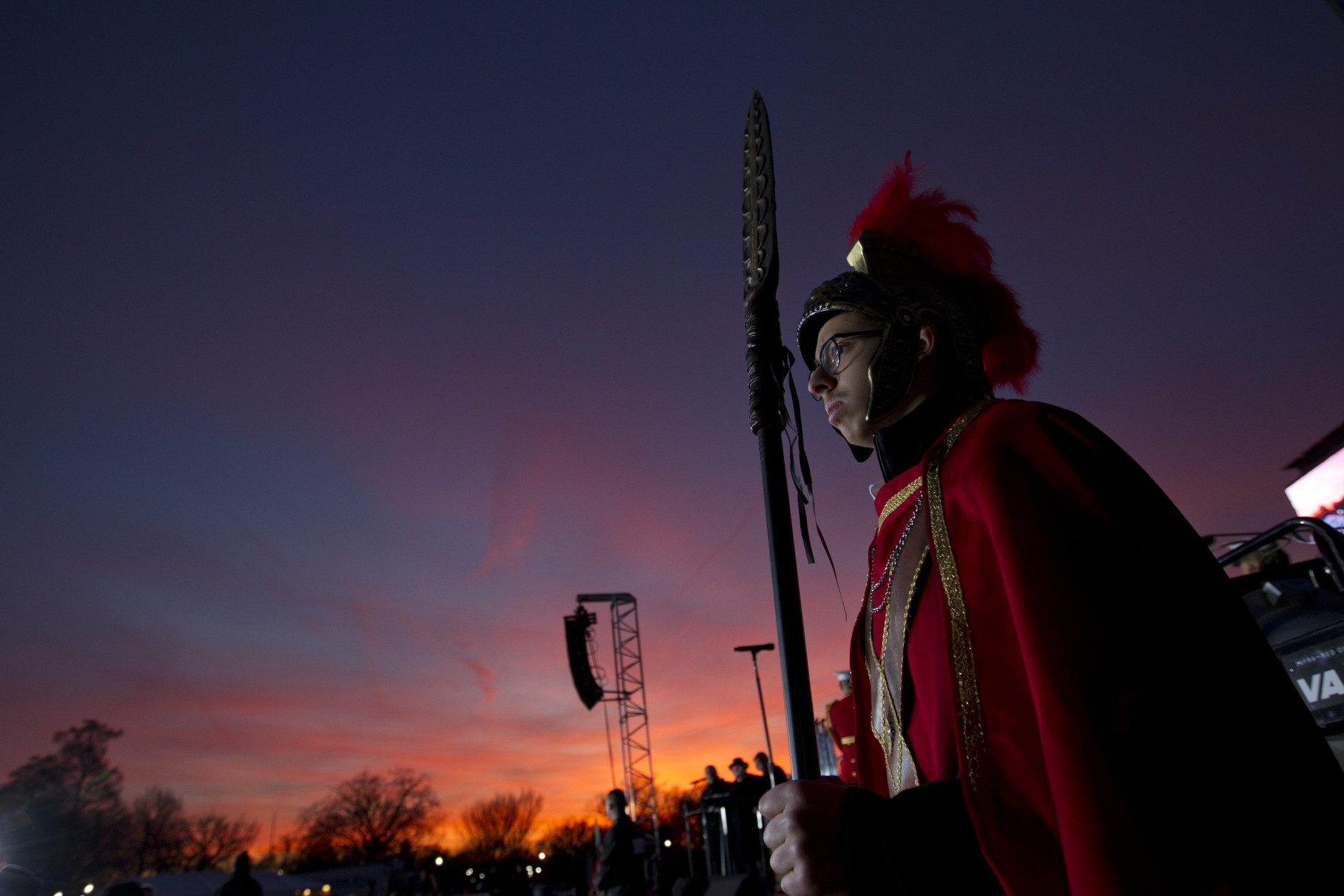 Symbolic maccabi soldier participate in the annual National Menorah Lighting in celebration of Hanukkah, on the Ellipse near the White House in Washington, Sunday, Dec. 6, 2015. (AP Photo/Jose Luis Magana)