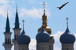 FOR USE AS DESIRED, YEAR END PHOTOS - FILE - Artem Silchenko of Russia competes during the men's 27 meter high dive competition at the Swimming World Championships in Kazan, Russia, Monday, Aug. 3, 2015. (AP Photo/Denis Tyrin, File)