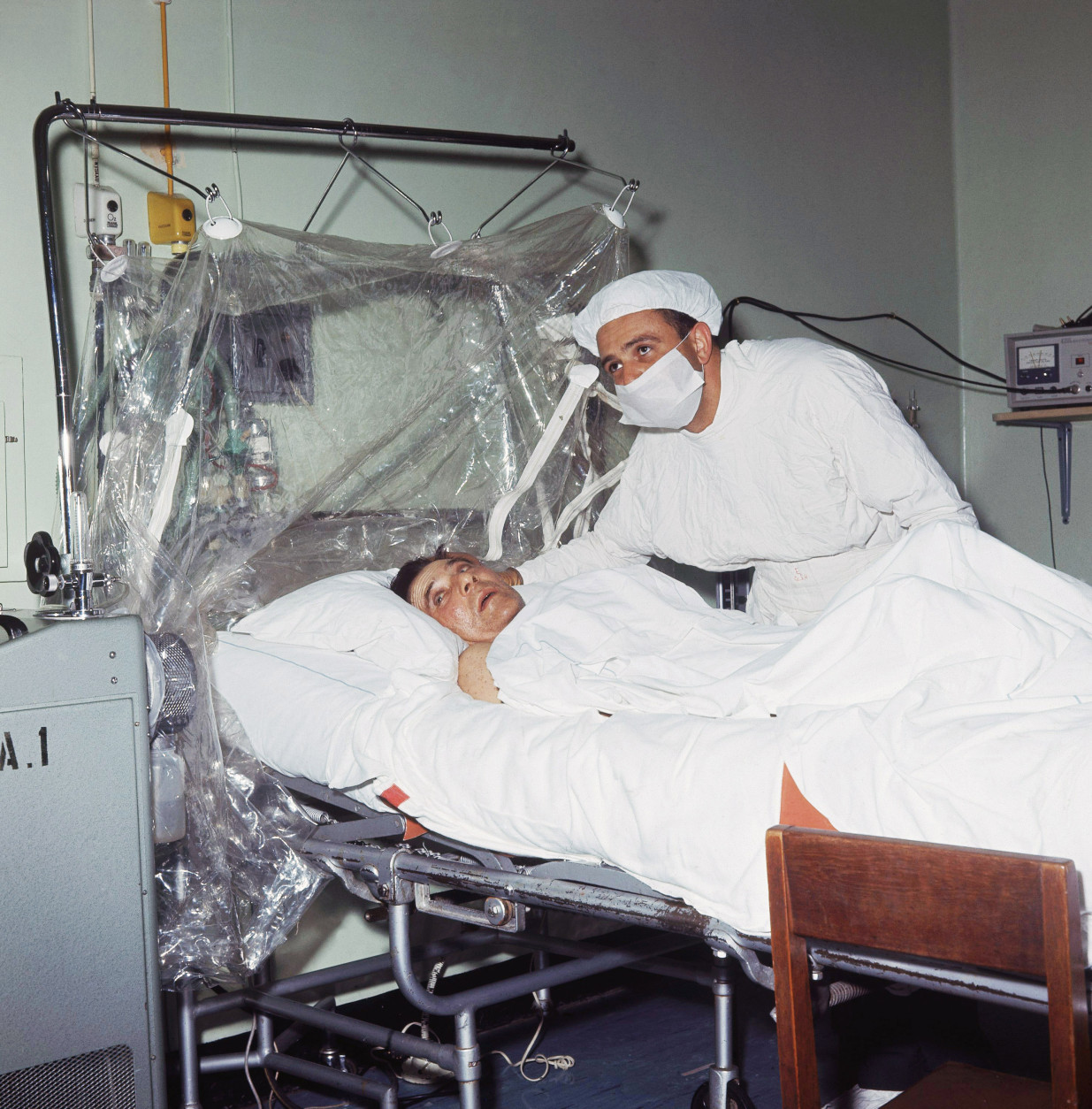 Heart transplant surgeon Dr. Christiaan Barnard is shown after performing the first heart transplant on patient Louis Washkansky on December 3, 1967 in Cape Town, South Africa.  Barnard headed a medical team that removed the heart of a 24-year-old woman who died in an auto accident and replaced the diseased heart of the dying 55-year-old businessman Washkansky. (AP Photo)