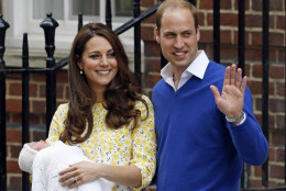 FOR USE AS DESIRED, YEAR END PHOTOS - FILE - Britain's Prince William and Kate, Duchess of Cambridge and their newborn baby princess, pose for the media as they leave St. Mary's Hospital's exclusive Lindo Wing, London, Saturday, May 2, 2015. (AP Photo/Kirsty Wigglesworth, File)