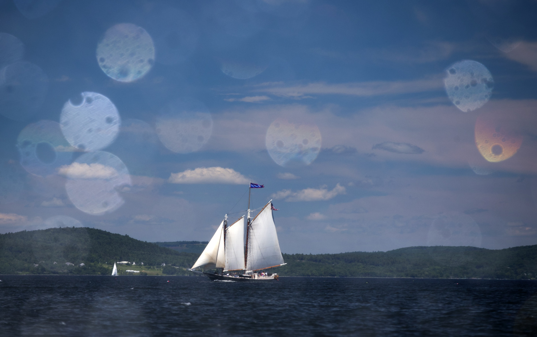 The Stephen Taber competes in the 39th Annual Great Schooner race, Friday, July 3, 2015, on Penobscot Bay off the coast of Rockland, Maine. The history of racing coasting schooners started over a century ago with sailors trying to beat their competitors to market, according to the Maine Windjammmer's Association. The first boat back to port always got the best price for their cargo, whether it be fish, granite or Christmas trees. (AP Photo/Robert F. Bukaty)